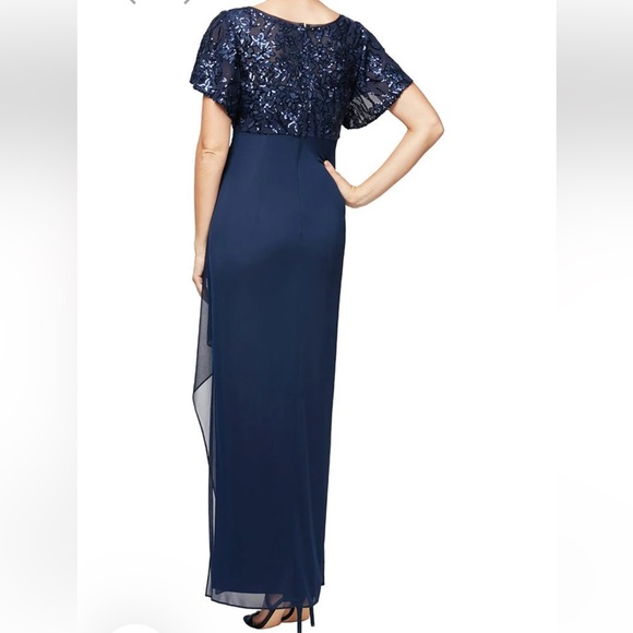 Alex Evenings Womens Petites Ruffled Maxi Evening Dress - Picture 2 of 9